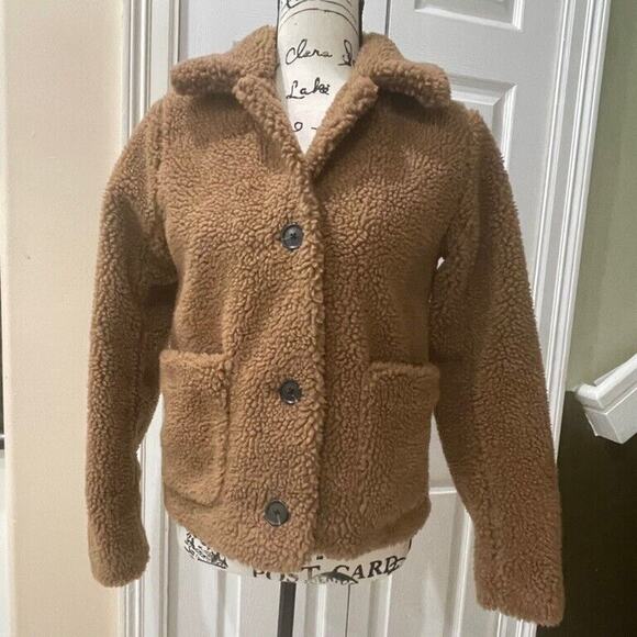 ABERCOMBIE & FITCH JACKET TEDDY BEAR TAN SZ XS COZZY TRENDY VERSATILE AESTHETIC - Picture 11 of 13